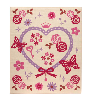 カーペット 新生活新入学デスクカーペット 約110×133cm 女の子 エハート柄 キャリー ツー 送料無料-6