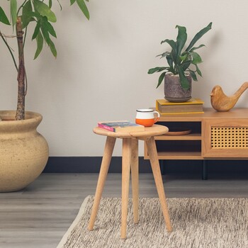 ラウンドスツール 天然木をふんだんに使ったナチュラルシリーズ 組立家具 NATURAL SIGNATURE 送料無料-1