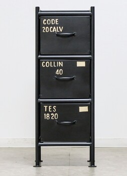 使うと雰囲気の良くなるスチールチェスト ienowa 縦型3杯引出チェスト MSG BK 送料無料-1