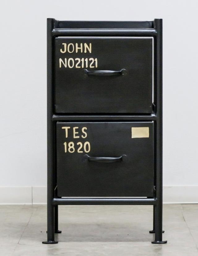 使うと雰囲気の良くなるスチールチェスト ienowa 縦型2杯引出チェスト MSG BK 送料無料-1