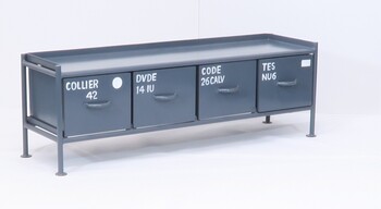 使うと雰囲気の良くなるスチールチェスト ienowa 横型4杯引出チェスト MSG BK 送料無料-3