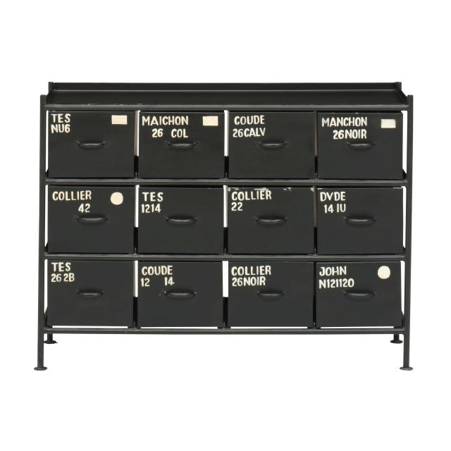 使うと雰囲気の良くなるスチールチェスト ienowa 横型12杯引出チェスト MSG BK 送料無料-2