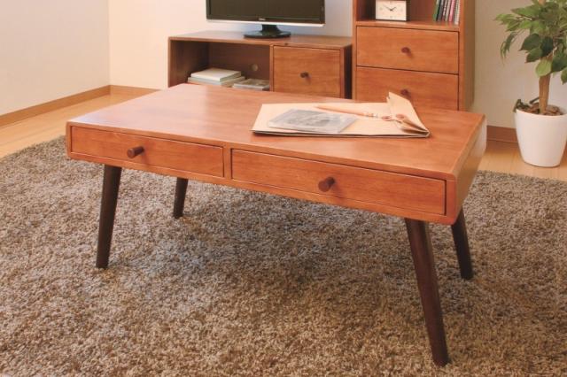 ココア センターテーブル 引出付き 木製 北欧風 KOKOA-T 送料無料-2