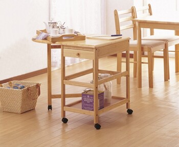木製バタフライテーブル付きキッチンワゴン KW-415 送料無料-1