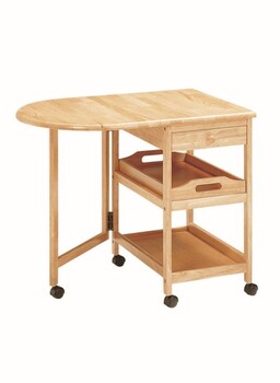 木製バタフライテーブル付きキッチンワゴン KW-415 送料無料-4