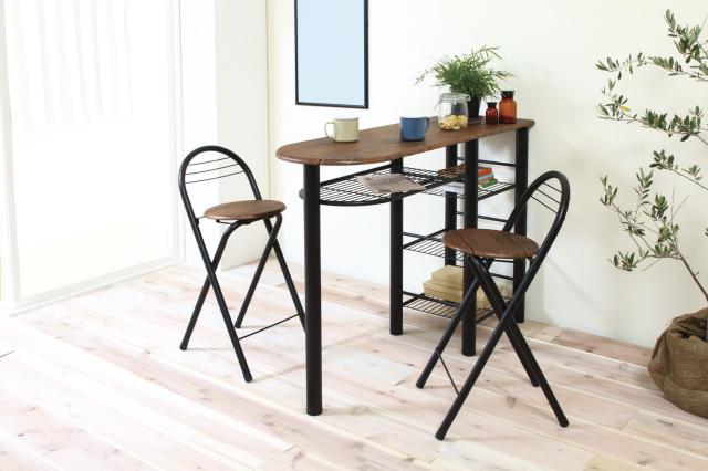 ハイテーブル ダイニング3点収納付き テーブル高さ88cm CT-1200 送料無料-10