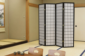 和風衝立4連 高さ180cm JP-M180-4 BK 送料無料-1