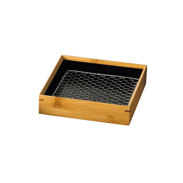 和食器 竹 天ぷら盛皿 内黒 ステンレス目皿付 2個セット 送料無料-1
