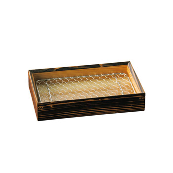 和食器 焼杉 天ぷら盛皿 ステンレス目皿付 2個セット 送料無料-1