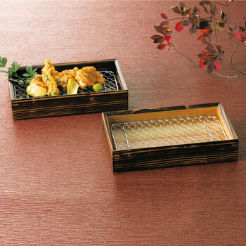 和食器 焼杉 天ぷら盛皿 ステンレス目皿付 2個セット 送料無料-3