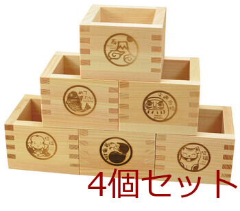 和食器 ひのき縁起枡一合 6柄 焼印付 Cool Japanキッチンインテリア日本製 4個セット 送料無料-5