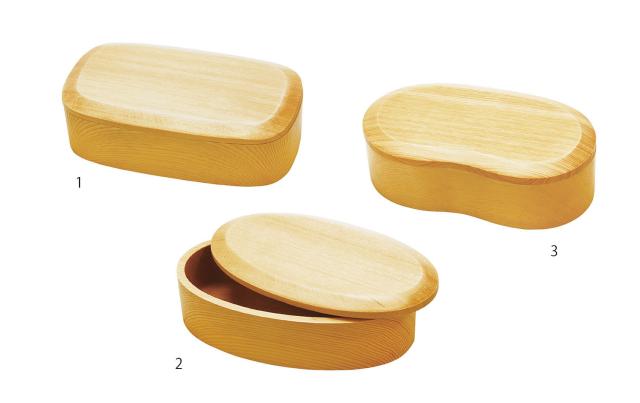 白木くりぬき弁当箱 スクエア オーバル ビーンズナチュラルキッチン 送料無料-1
