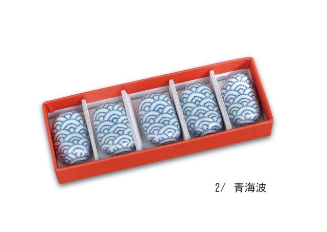 和食器 箸置5個化粧箱入りキッチンギフト日本製 ちょいと箸休め 和柄陶器 送料無料-1