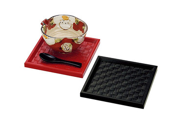 四ツ目銘々盆朱 黒キッチンインテリア店舗備品日本製 送料無料-1