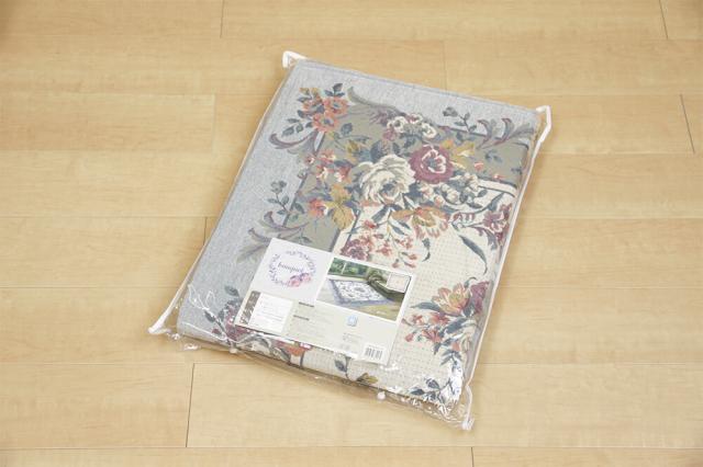 ラグ 撥水加工付き ゴブランシェニールラグ 約185×185cm 手洗いOK ブーケ グレー 送料無料-9