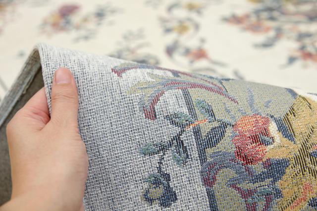 ラグ 撥水加工付き ゴブランシェニールラグ 約185×185cm 手洗いOK ブーケ グレー 送料無料-7