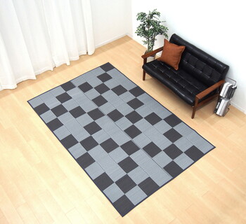 ラグ い草風 PPラグ 江戸間3畳 水洗いOK 矢倉 グレー 送料無料-5