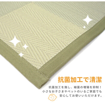 ラグ い草風 PPラグ 江戸間6畳 抗菌 防臭 水洗いOK 倉間 グリーン 送料無料-1