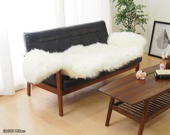 ムートンフリース 約60×130cm 長毛 厚手 M-511-F ホワイト 送料無料-2