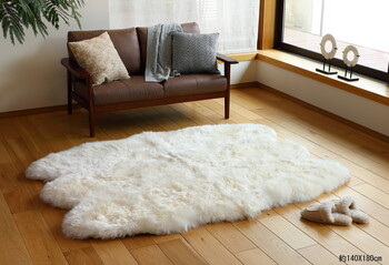 ムートンフリース 約60×130cm 長毛 厚手 M-511-F ホワイト 送料無料-3