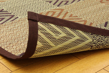 カーペット 純国産 い草花ござカーペット ブラウン江戸間2畳(約174×174cm) 五風 送料無料-9