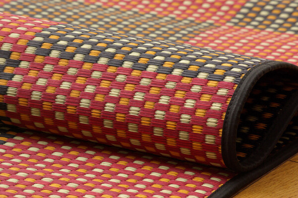 カーペット 純国産 い草花ござカーペット レッド江戸間2畳(約174×174cm) 銀河 送料無料-8