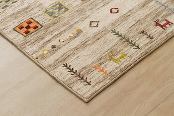 ラグ 約200×200cm ベージュ 洗える 軽い コンパクト ギャベ柄 ホットカーペット対応 柔らかい DXラーズ 送料無料-8