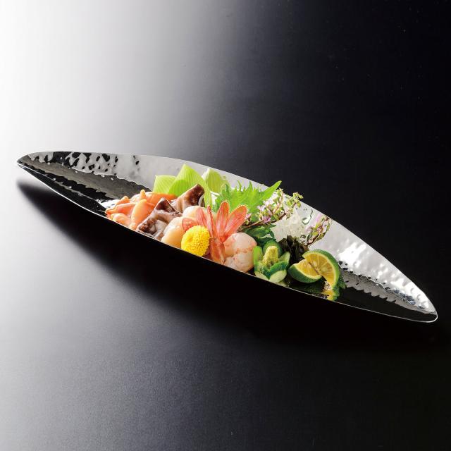 和食器 ステンレス槌目 木の葉型盛器 2個セット 送料無料-4