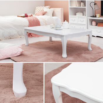 折れ脚テーブル MT 7030WH FEMININE WOOD FURNITURE　ホワイト 送料無料-1