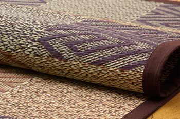 カーペット 純国産 い草花ござカーペット ブラウン江戸間6畳(約261×352cm) 五風 送料無料-8