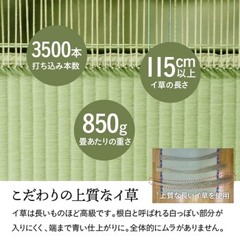 カーペット 純国産 い草 江戸間2畳(約176×176cm) 上敷き 上質ない草で作った カーペット 双目織 白浜 送料無料-4