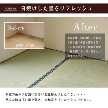 カーペット 純国産 い草 江戸間6畳(約261×352cm) 上敷き はっ水 カーペット 双目織 撥水ほほえみ 送料無料-1