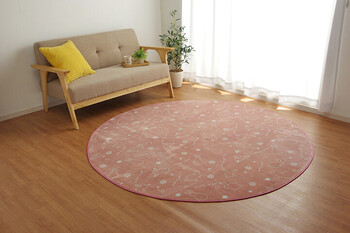 ラグ 新生活ラグ ピンク約185cm丸 カーペット洗える アニマル柄 ホットカーペット対応 ラビット スノーラビット 送料無料-7