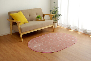 ラグ 新生活ラグ ピンク約185cm丸 カーペット洗える アニマル柄 ホットカーペット対応 ラビット スノーラビット 送料無料-8