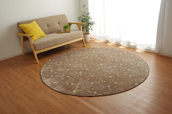 ラグ 新生活ラグ ブラウン約185×185cm カーペット洗える アニマル柄 キャット ツインクルキャット 送料無料-8