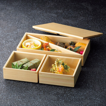 頃入荷予定　和食器 木曽檜 二段箱膳 送料無料-1