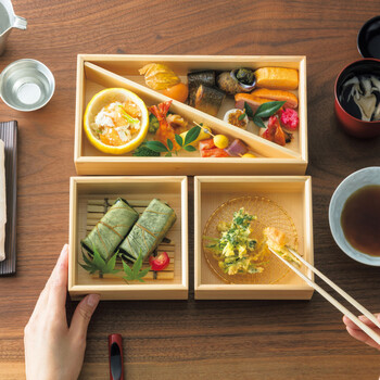 頃入荷予定　和食器 木曽檜 二段箱膳 送料無料-2