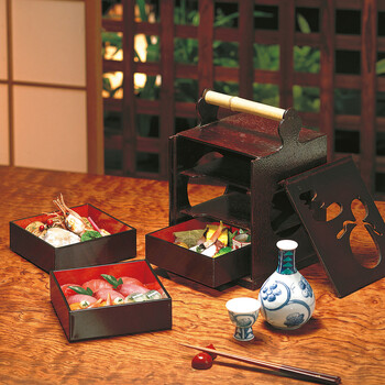 頃入荷予定　和食器 さらし竹手付野点弁当 送料無料-1