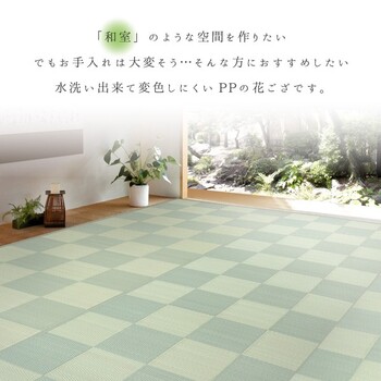 ラグ い草風 PPラグ 本間3畳 抗菌 防臭 水洗いOK 倉間 グリーン 送料無料-0