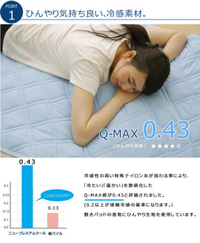 敷きパッド 約140×205cm 洗える 冷感 ひんやり NEWプレミアムクール 敷パッド吸水 速乾 リバーシブル 送料無料-0