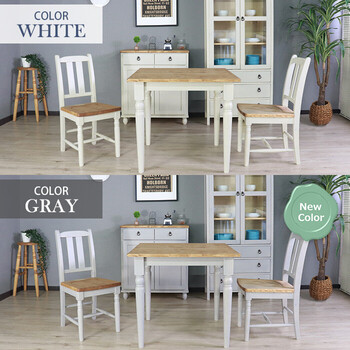 ダイニングテーブル 組み立て カントリー調 ホワイト ラベンダー 送料無料-6