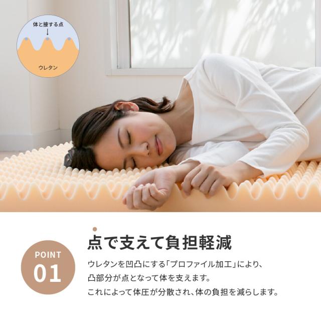 高反発ウレタンマットレス ダブル 上質の眠り 点で支える 厚さ8cm 3つ折り 日本製 約140X195X8cm 送料無料-2