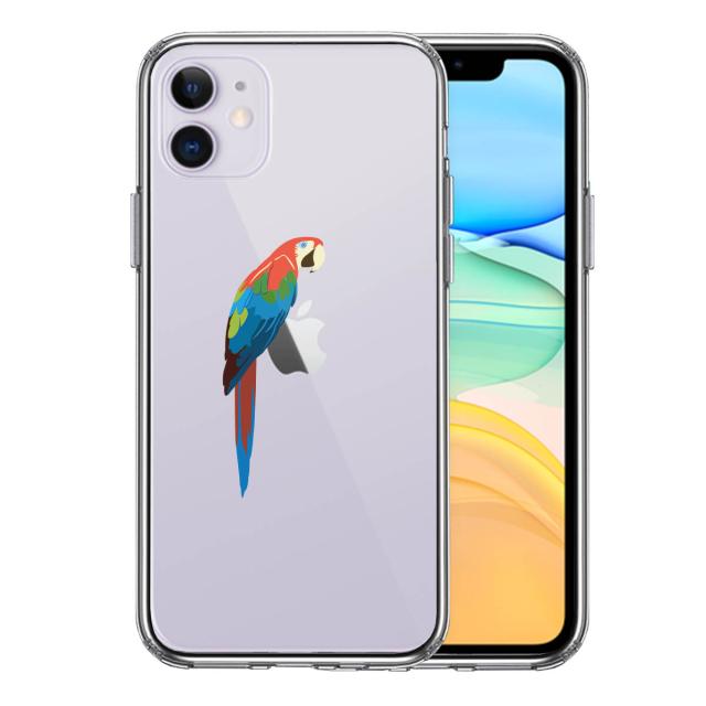 iPhone11 ケース クリア ケースアカコンゴウ インコ スマホケース 側面ソフト 背面ハード ハイブリッド 送料無料-0