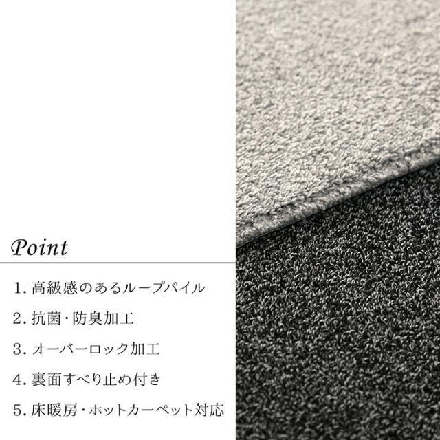 ラグ 約90×185cm 手洗い ループパイル 抗菌防臭 オーバーロック 滑りにくい加工 床暖房 クレイド 送料無料-0
