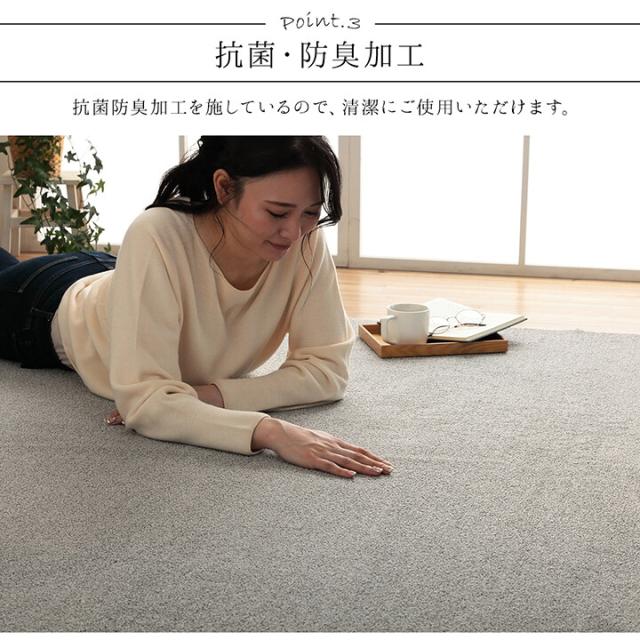 ラグ 約90×185cm 手洗い ループパイル 抗菌防臭 オーバーロック 滑りにくい加工 床暖房 クレイド 送料無料-4