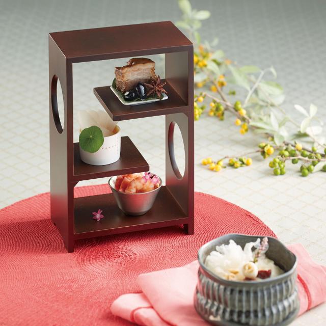 和食器 飾り棚 古代色 丸穴付 送料無料-2