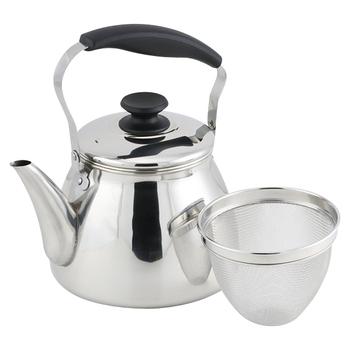 モルティ18-8ステンレス製広口ケットル５．０Ｌ茶こしアミ付 送料無料 即日発送-1