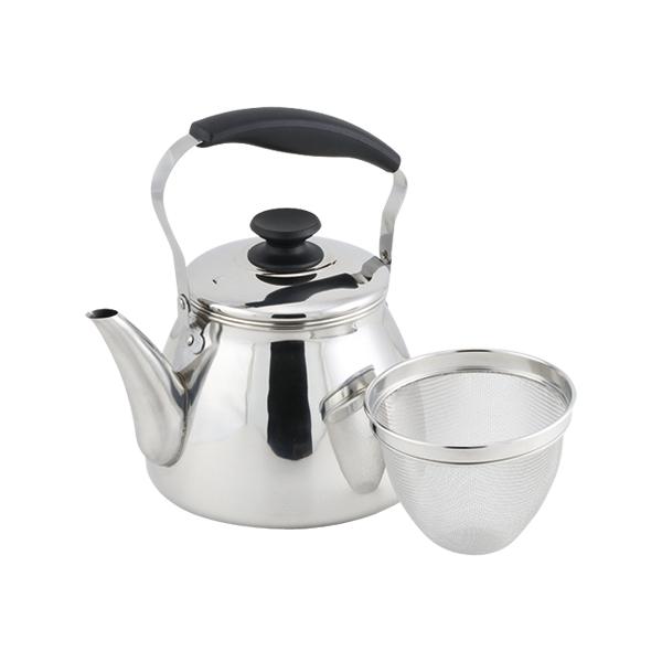 モルティ18-8ステンレス製広口ケットル１．６Ｌ茶こしアミ付 送料無料 即日発送-1