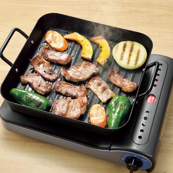 IHでもガスでも使える鉄製角型プレートウェーブ２５ｘ２５ｃｍ 2個セット 送料無料 即日発送-1