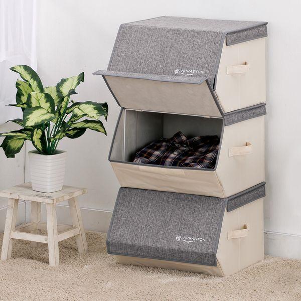 スタッキングボックスグレー 2個セット 送料無料 即日発送-1